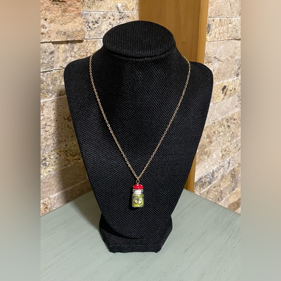 🍄🍃🦋Cottagecore Amanita Mushroom Butterfly Glass Vial Necklace - Picture 3 of 4